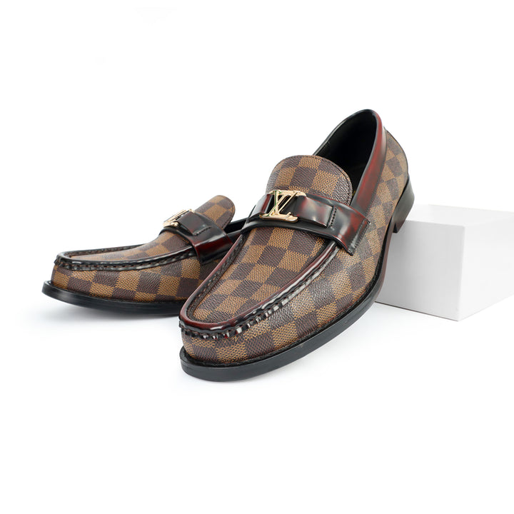 Louis Vuitton Chequered Loafers Brown