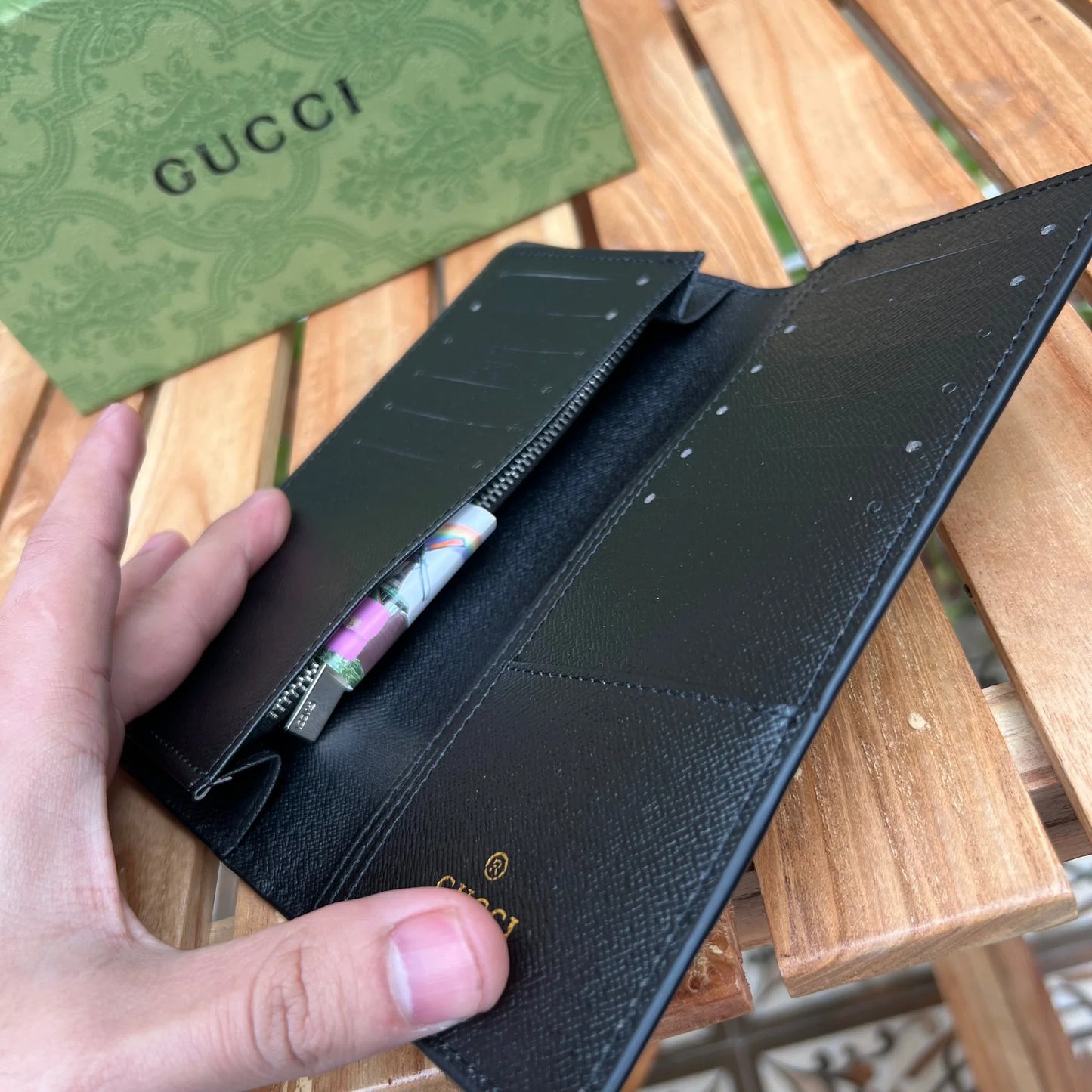 Gucci Black & Red Long Wallet – Bold Elegance