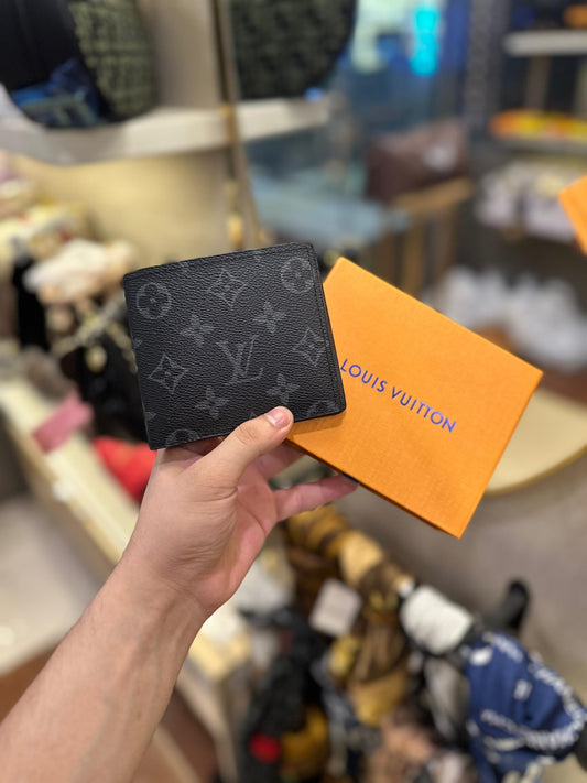 LV Black Flower Wallet