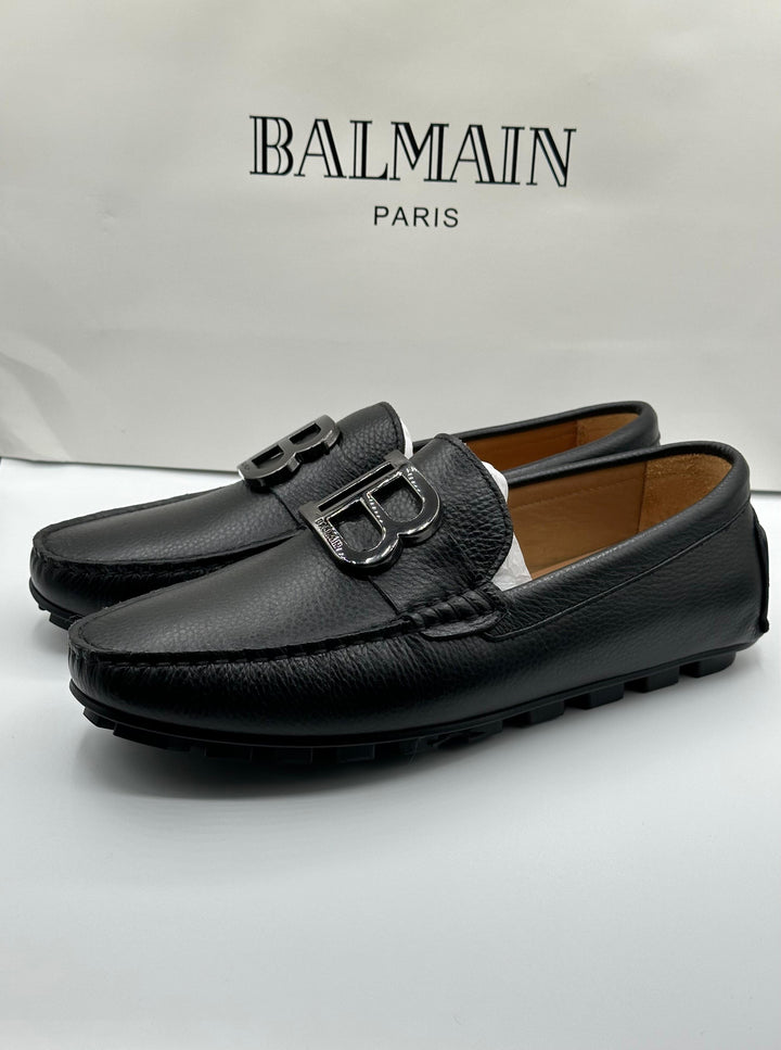 Balmain Buckle Black Loafers