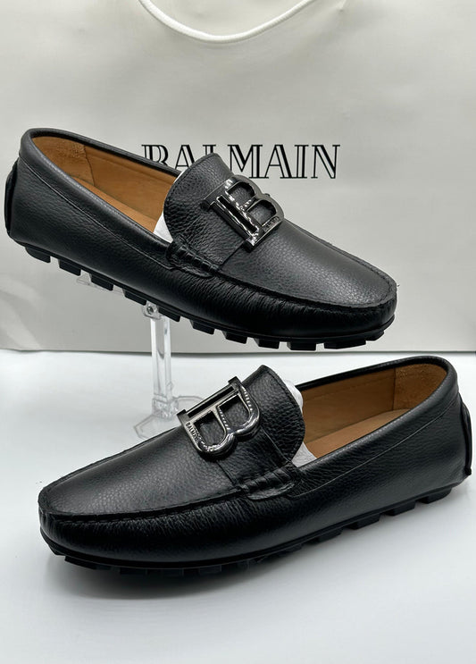 Balmain Buckle Black Loafers